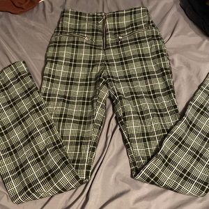 Green and black plaid pants